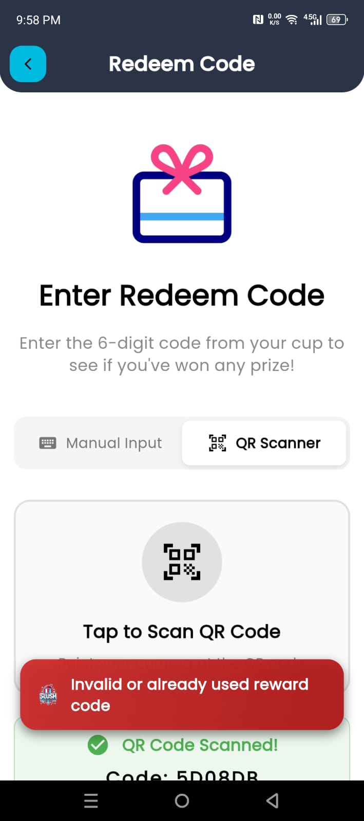 Refill status screen